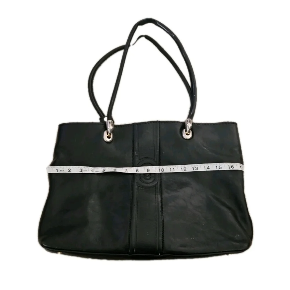Mario Orlandi Vintage Black Leather Large Tote Bag